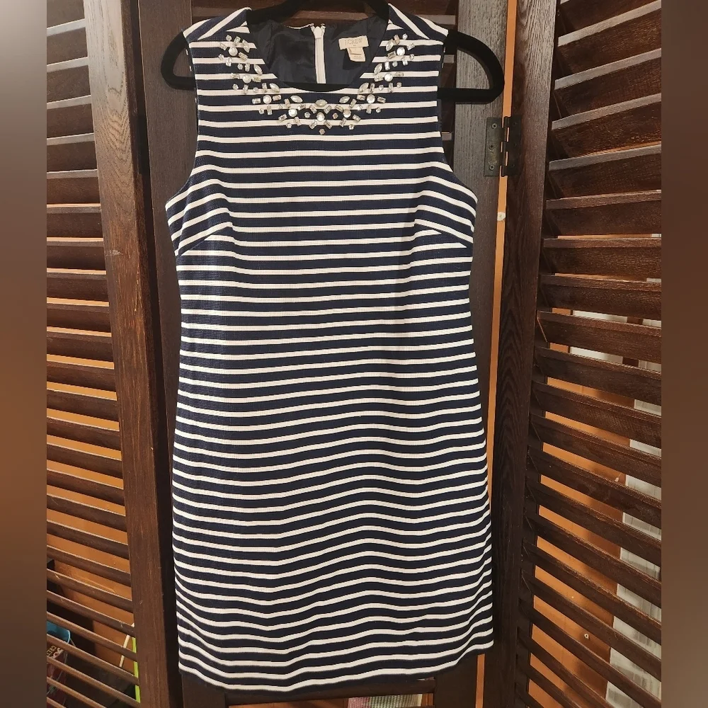 J. Crew Navy and White Striped Mini Dress